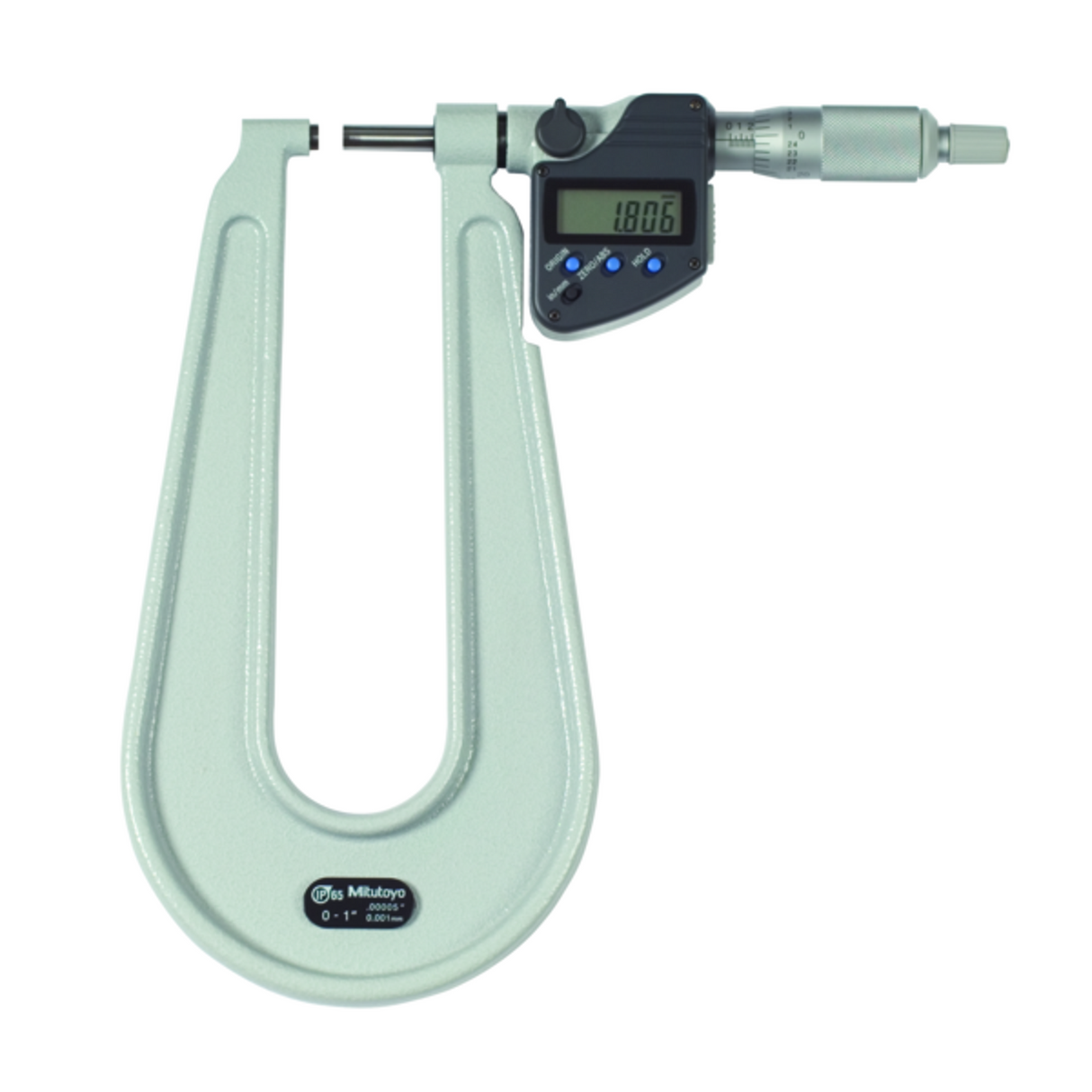Micrómetros Digimatic para láminas metálicas IP65 pulg/mm, 0-1 pulg, Tope/husillo esférico