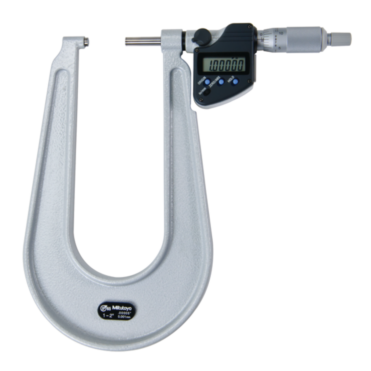 Micrómetros Digimatic para láminas metálicas IP65 pulg/mm, 1-2 pulg, Plano tope/husillo Mitutoyo