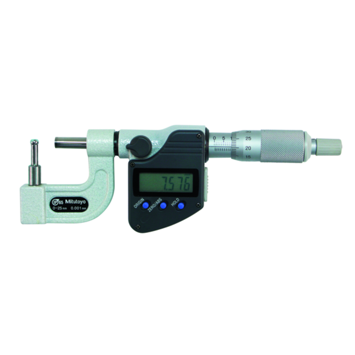 Micrómetro de tubo digital IP65 Husillo plano de tope esférico, 0-25mm Mitutoyo