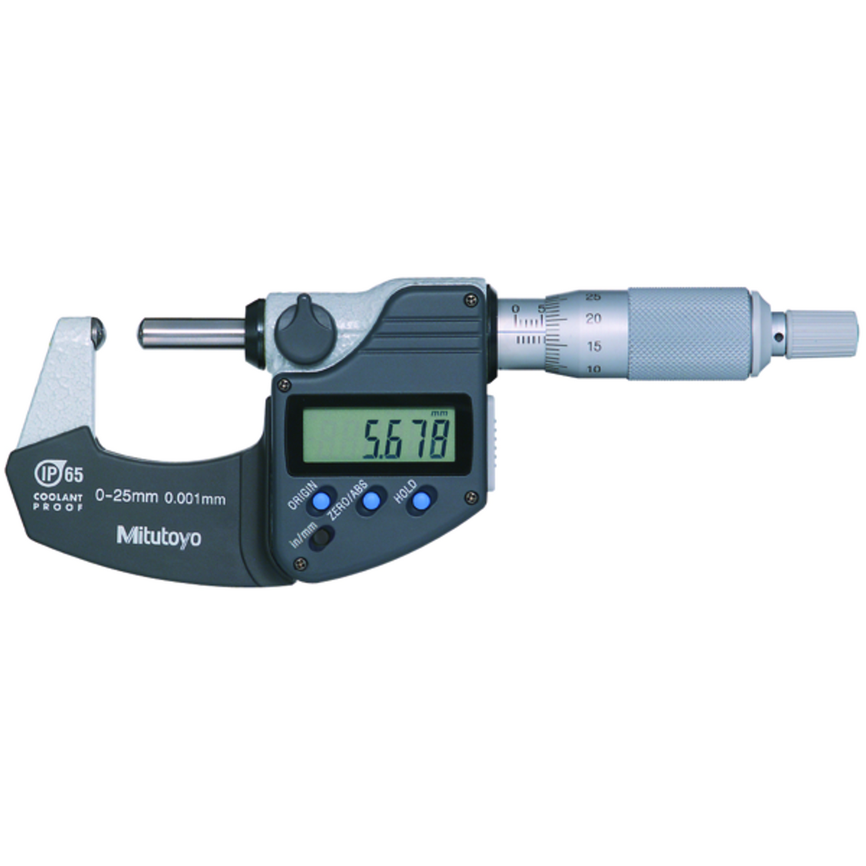 Micrómetro Digimatic para tubos esférico Tope /husillo pulg/mm, 0-1 pulg, IP65