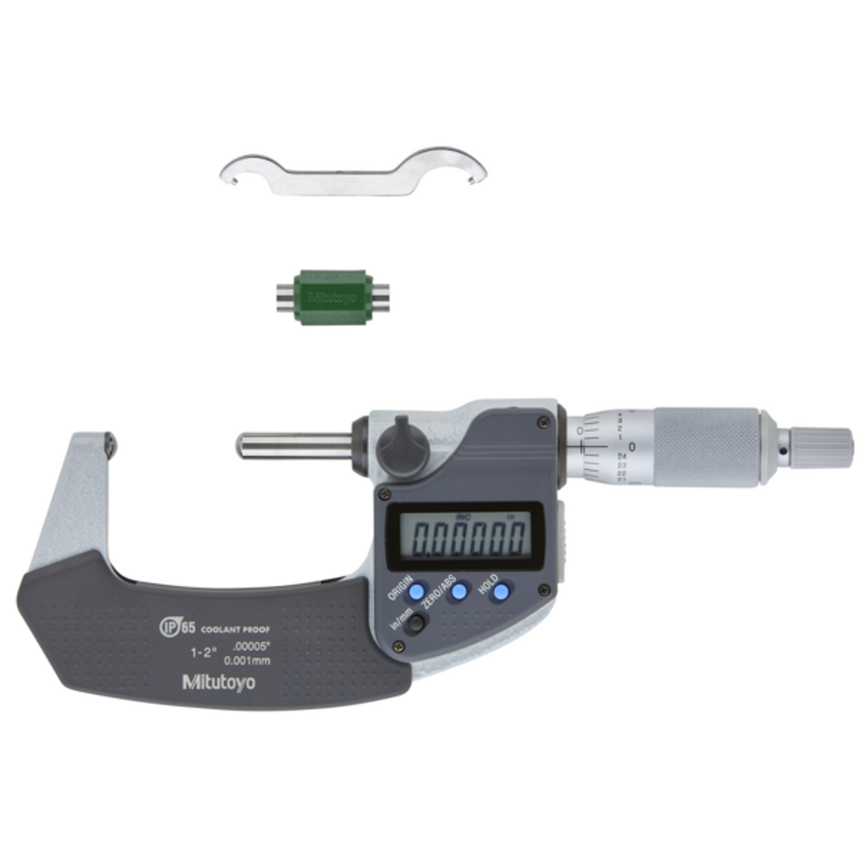 Micrómetro Digimatic para tubos esférico Tope /husillo pulg/mm, 1-2 pulg, IP65 Mitutoyo