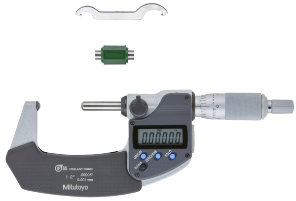 Micrómetro Digimatic para tubos  esférico  Tope /husillo pulg/mm, 1-2 pulg, IP65 - Herramental