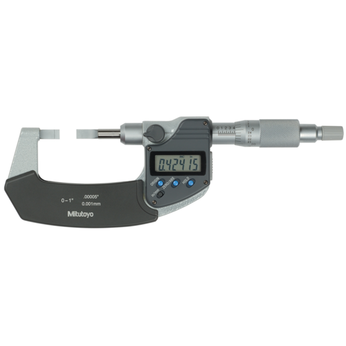 Micrómetro Digimatic de cuchillas hoja=0,4mm pulg/mm, 0-1 pulg Mitutoyo