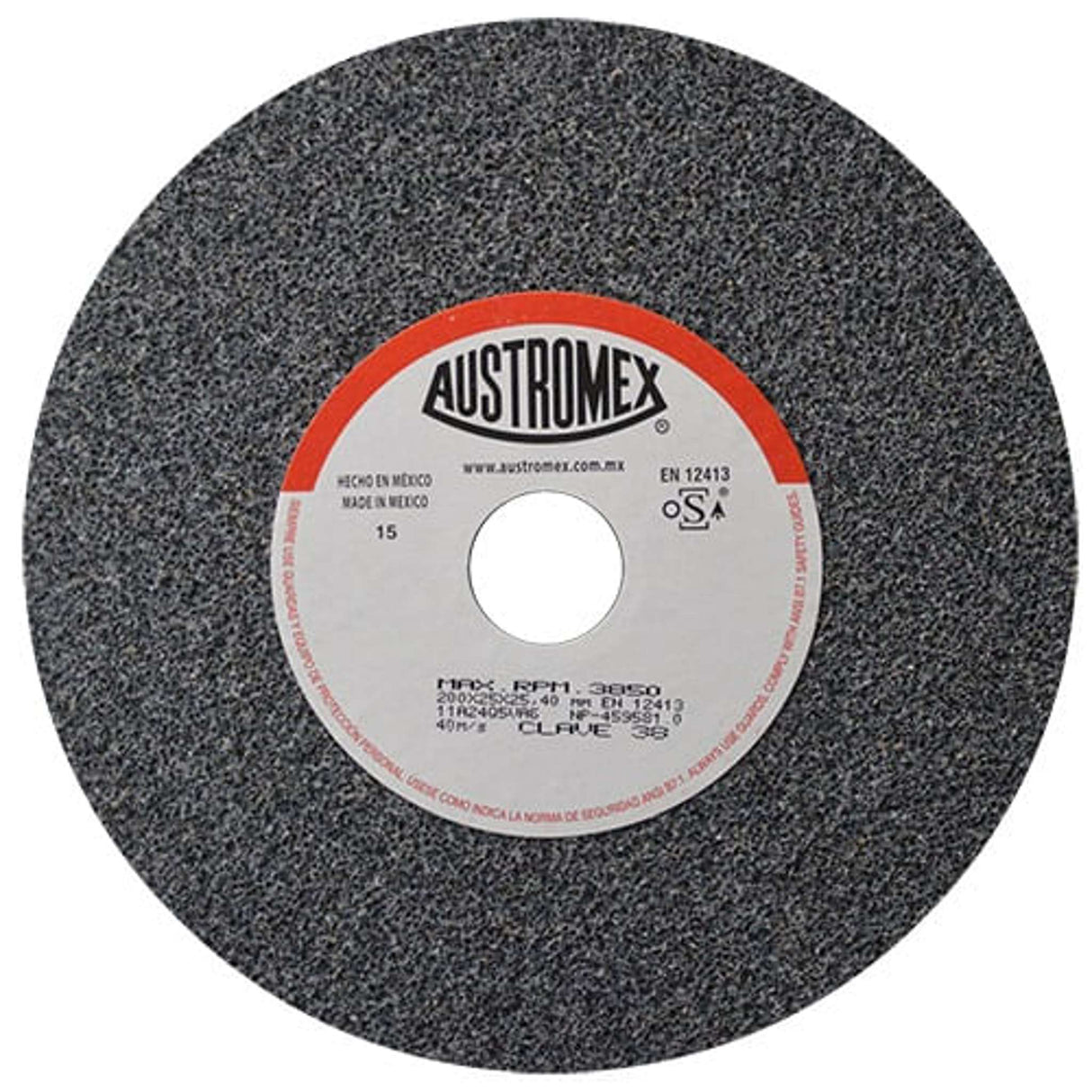 Rueda vitrificada gris,Espesor 1",Diámetro 8",Grano 24Acabado burdo, barreno 1" Abrasivos Especiales
