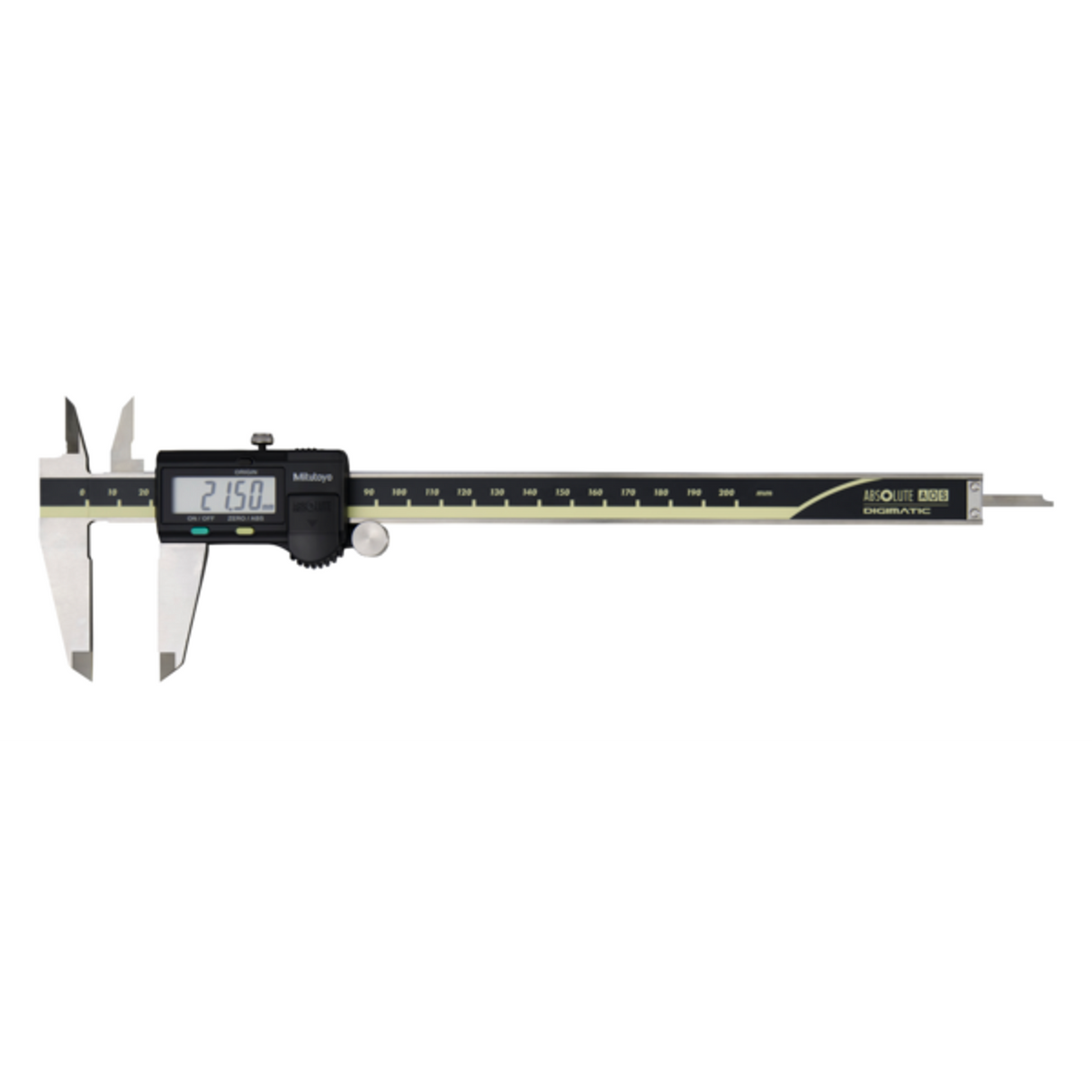 Calibrador digital ABS AOS, puntas de carburo. 0-200mm, Cuchilla, Rodillo para el pulgar, Salida de datos. Mitutoyo
