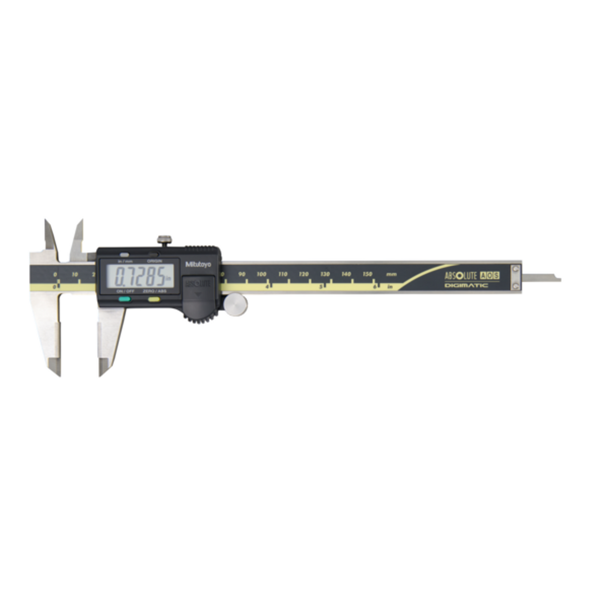Calibrador digital ABS AOS, puntas de carburo. pulg/mm, 0-6 pulg, Rodillo para pulgar, sin salida de datos Mitutoyo