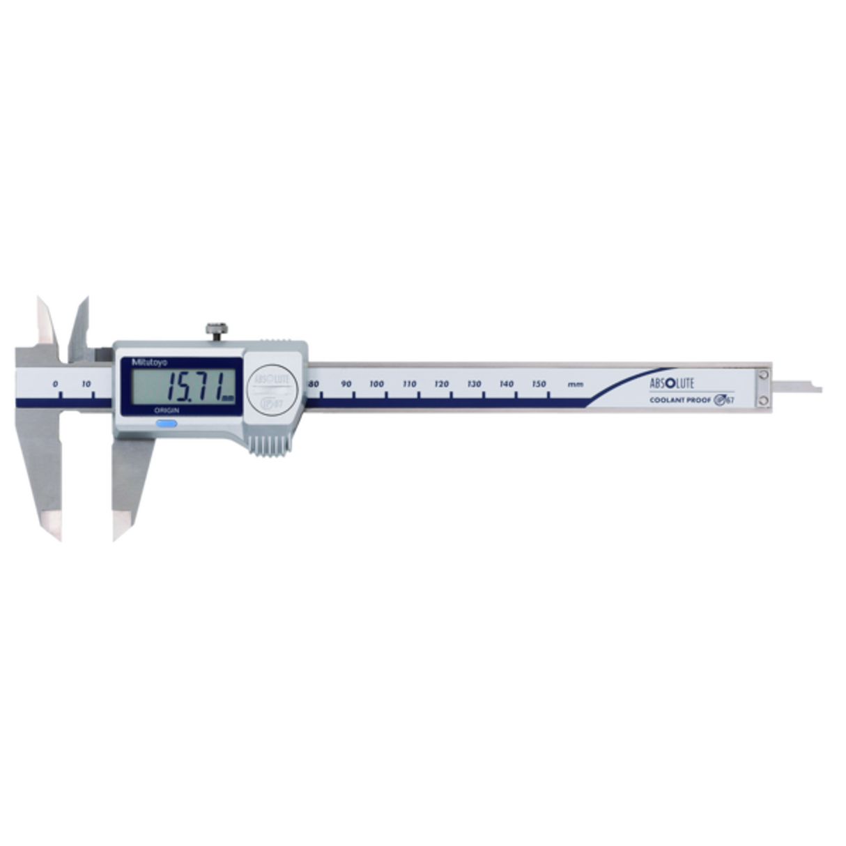 Calibrador ABS digital a prueba de refrigerante IP67 pulg/mm, 0-6 pulg, Rodillo para el pulgar, Mitutoyo