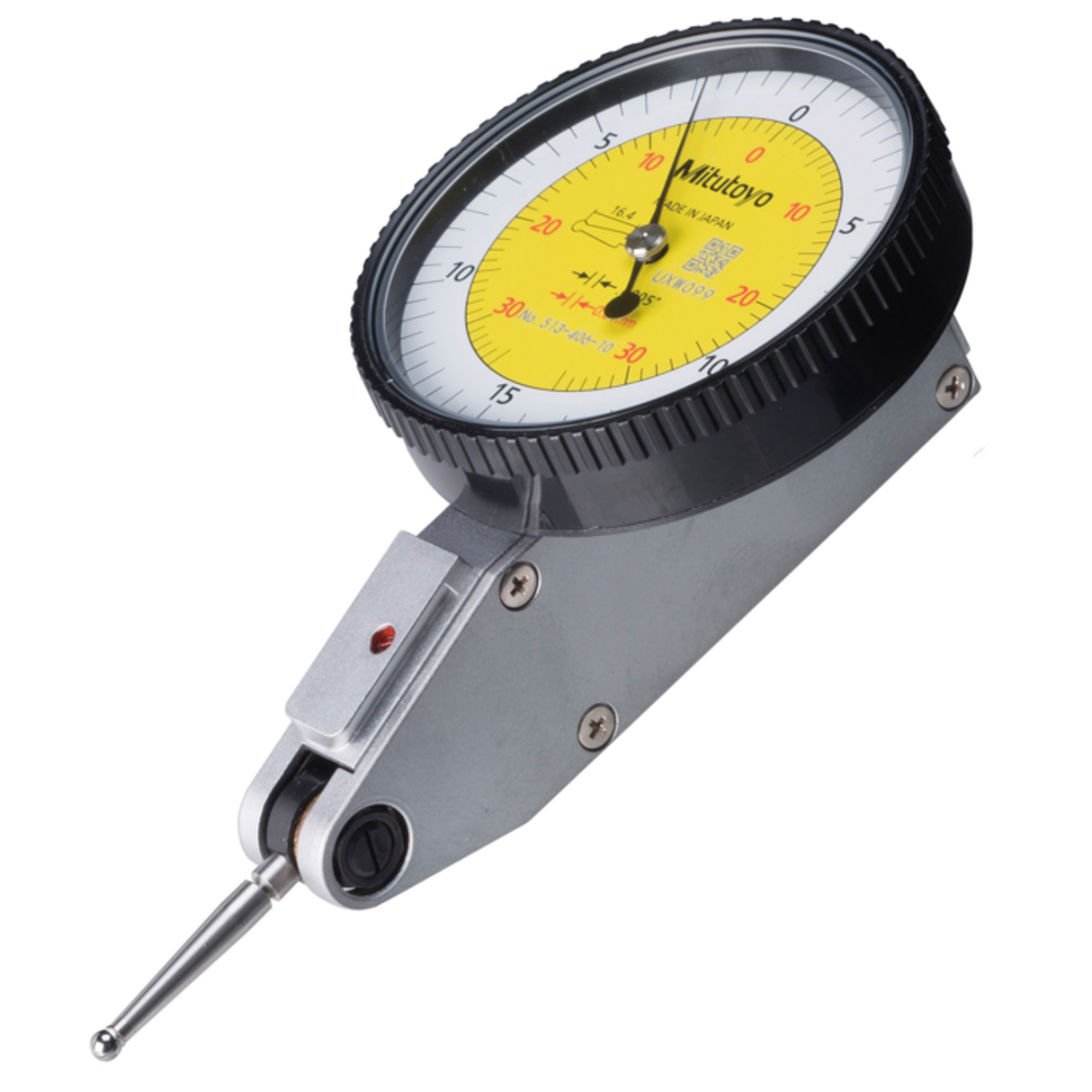 Indicador de carátula tipo palanca, Tipo horizontal 0,03 pulg/0,7mm, 0,0005 pulg/0,01mm, 4/9,52mm St