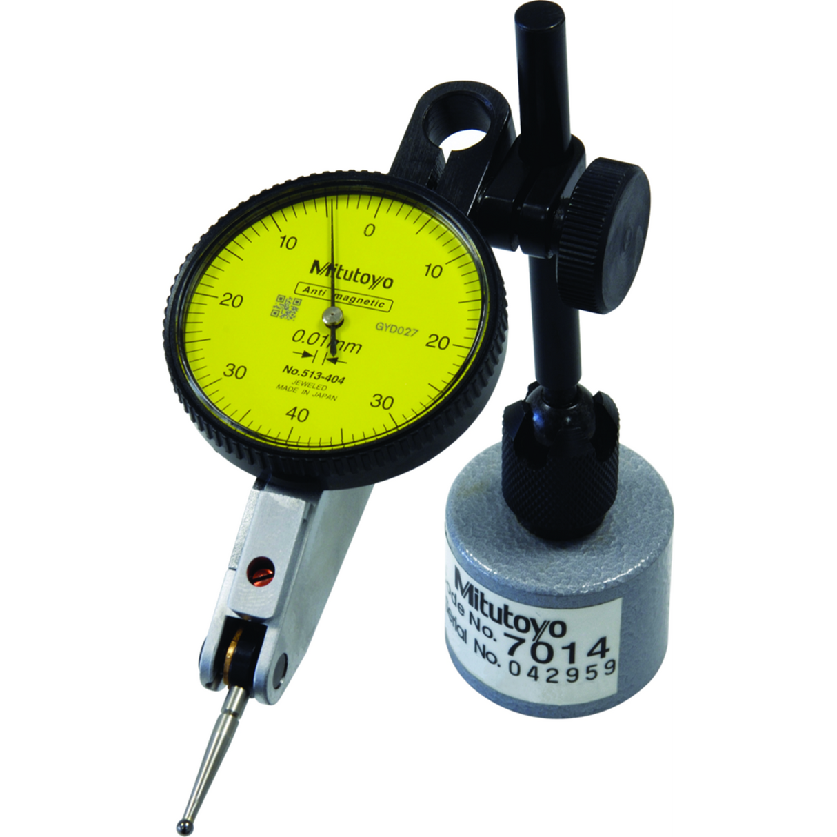 Indicador de carátula tipo palanca, Tipo horizontal 0,8mm, 0,01mm, con base magnética