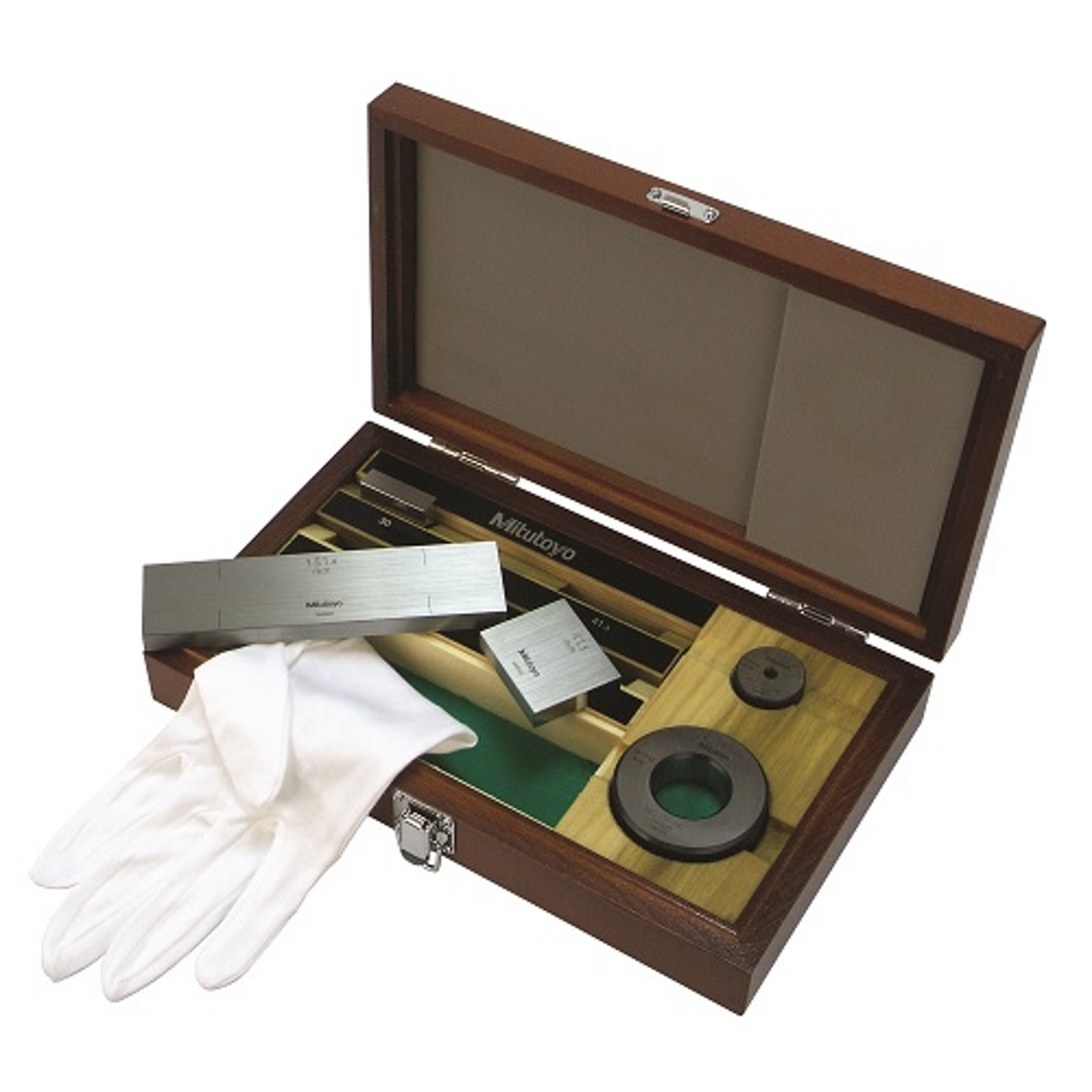 Juego de bloques patrón rectangular, mm, certificado de inspección, ISO, 3 Bloques, Grado 1, Acero, 2 anillos de fijado D=4/25 mm