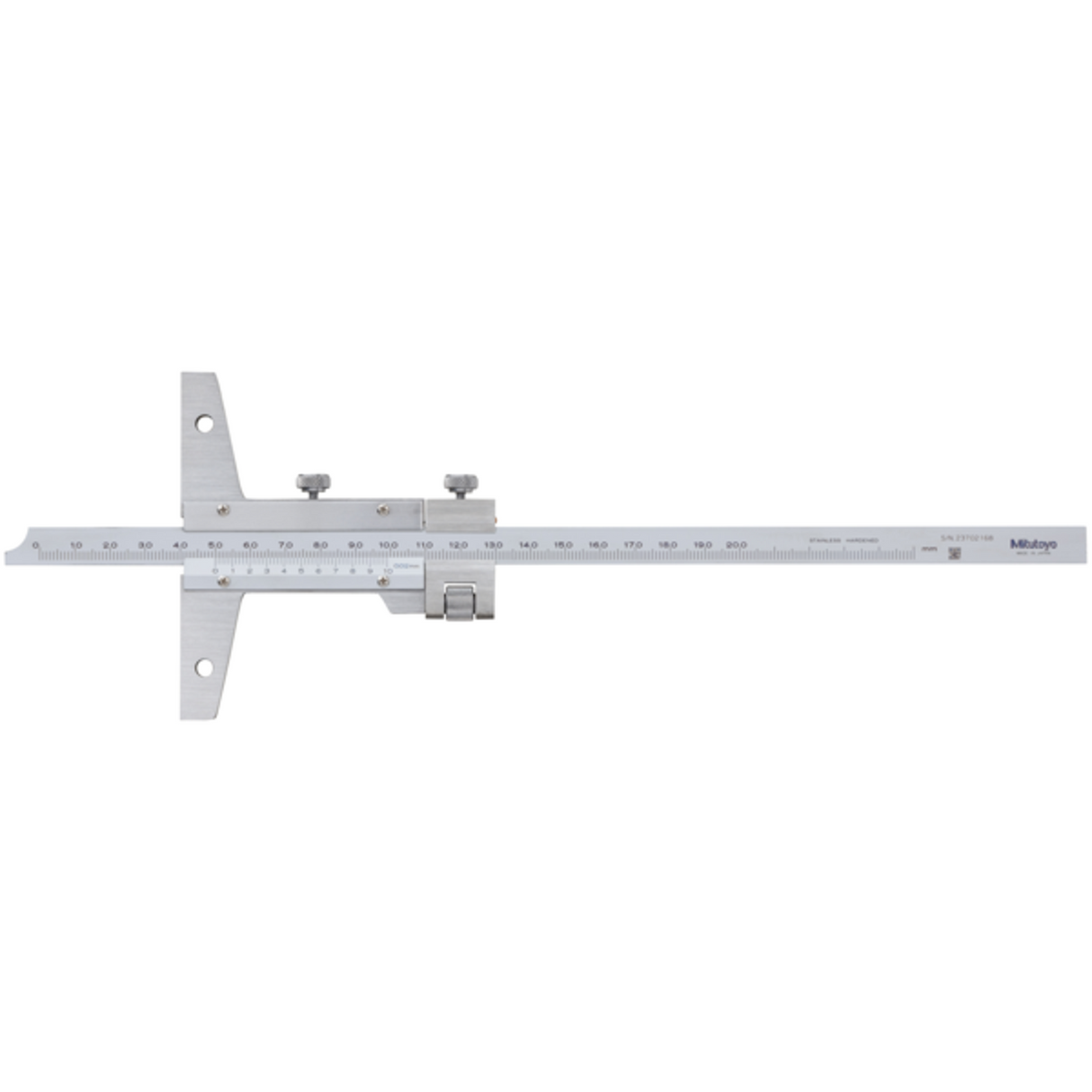 Medidor para profundidad con Vernier, ancho 0-200mm, 0,02mm, Ajuste fino Mitutoyo