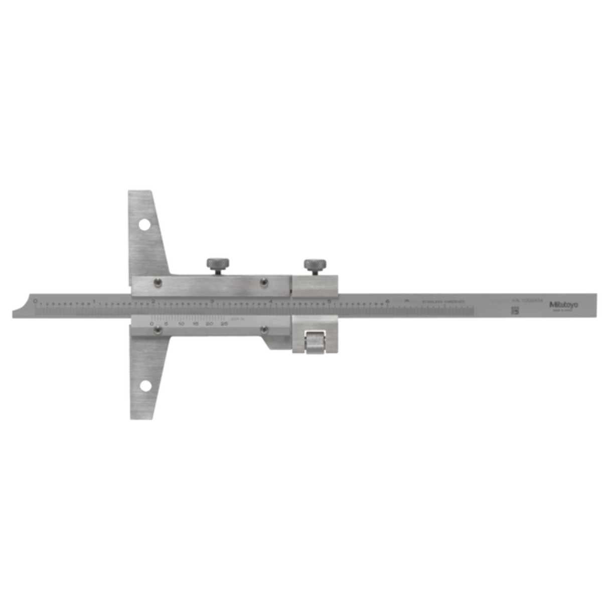 Medidor para profundidad con Vernier, ancho 0-6 pulg, con Ajuste fino Mitutoyo