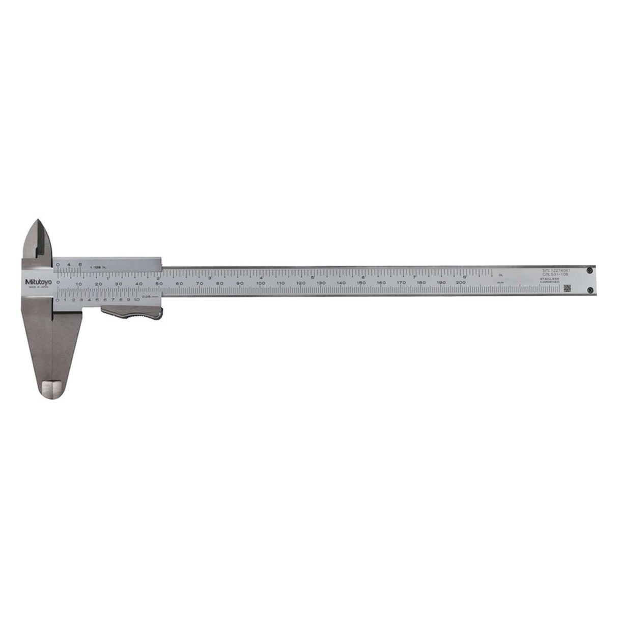 Calibrador vernier con freno de muelle 0-200mm/0-8 pulg,0.05mm, mm/pulg