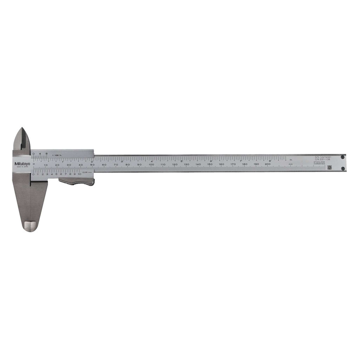 Calibrador vernier con freno de muelle 0-200mm/0-8 pulg,0.05mm, mm/pulg Mitutoyo