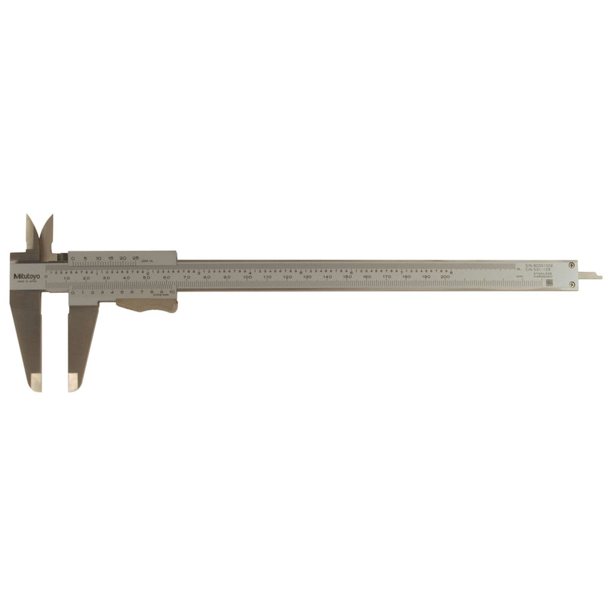 Calibrador vernier con freno de muelle 0-200mm/0-6 pulg, 0.02mm, mm/pulg