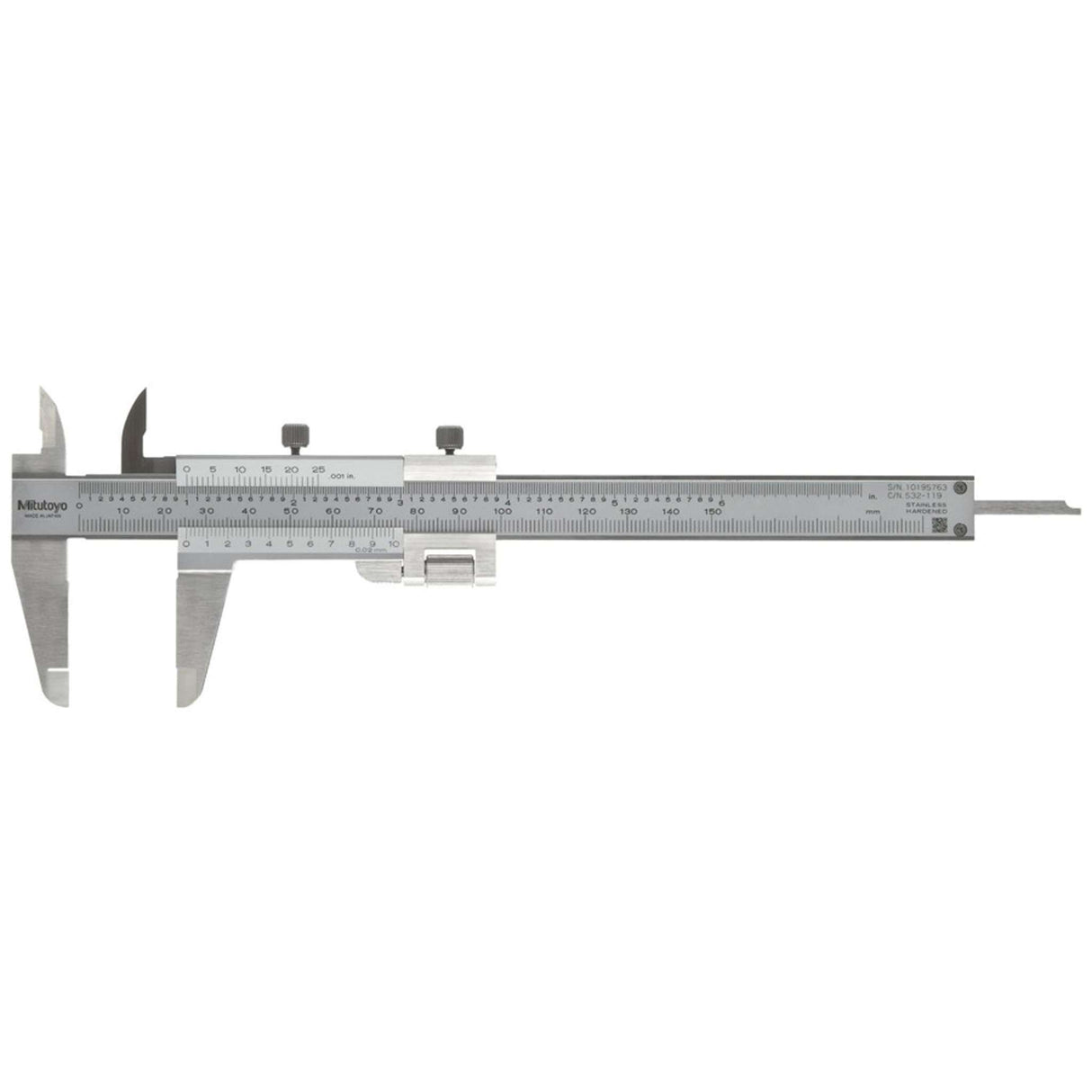 Calibrador vernier, ajuste fino 0-130mm, 0.02mm, mm/pulg