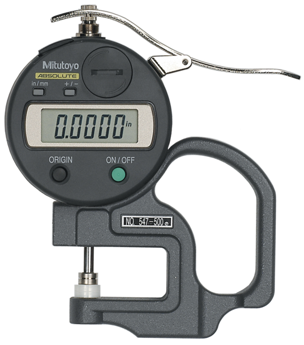 Medidor de espesor digital ABS con ID-S pulg/mm, 0-0,47 pulg, 0,0005 pulg, Estándar - Herramental