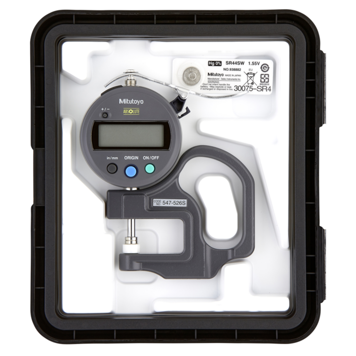 Medidor de espesor digital ABS con ID-S pulg/mm, 0-0,47 pulg, 0,0001 pulg, Estándar Mitutoyo