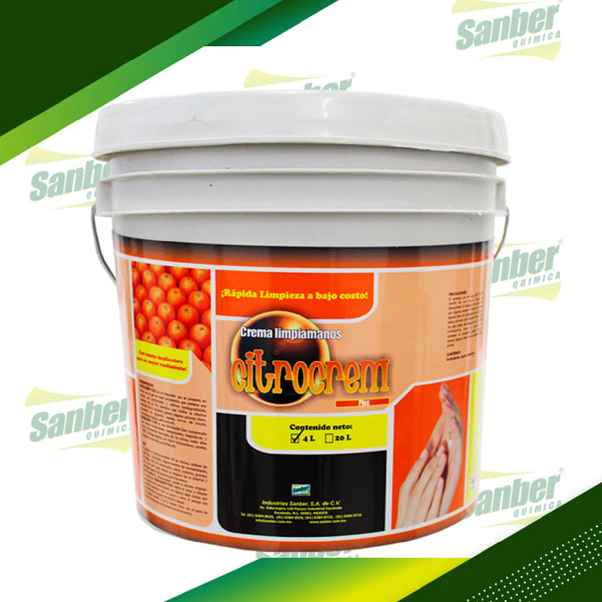 CITROCREM PLUS, CREMA LIMPIAMANOS, GALON 4 LITROS Sanber