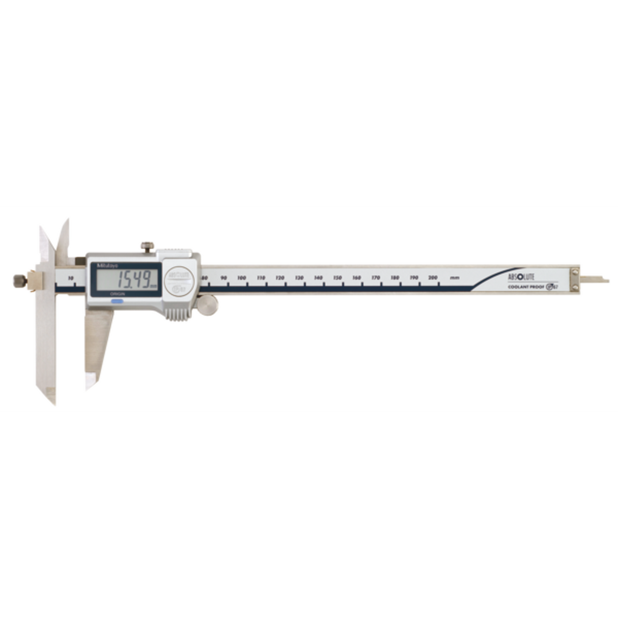 Calibrador digital ABS punta ajustable, IP67 0-200mm, Rodillo para el pulgar Mitutoyo