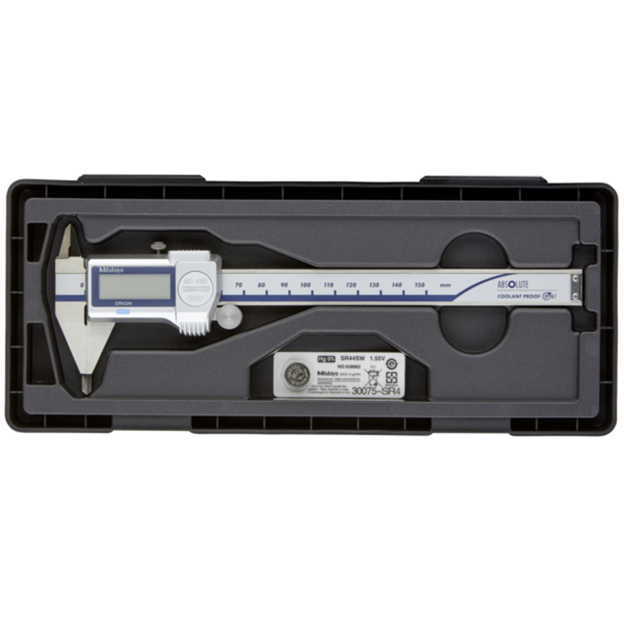 Calibrador digital ABS con Puntas 0-150mm, IP67, Rodillo para el pulgar Mitutoyo