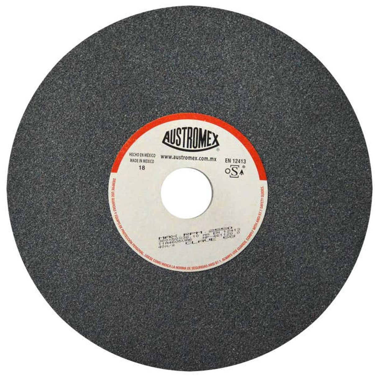 Rueda abrasiva para rectificado de tipo 1, 12 pulg X 2 pulg X 1-1/2 pulg de grano 46 Austromex