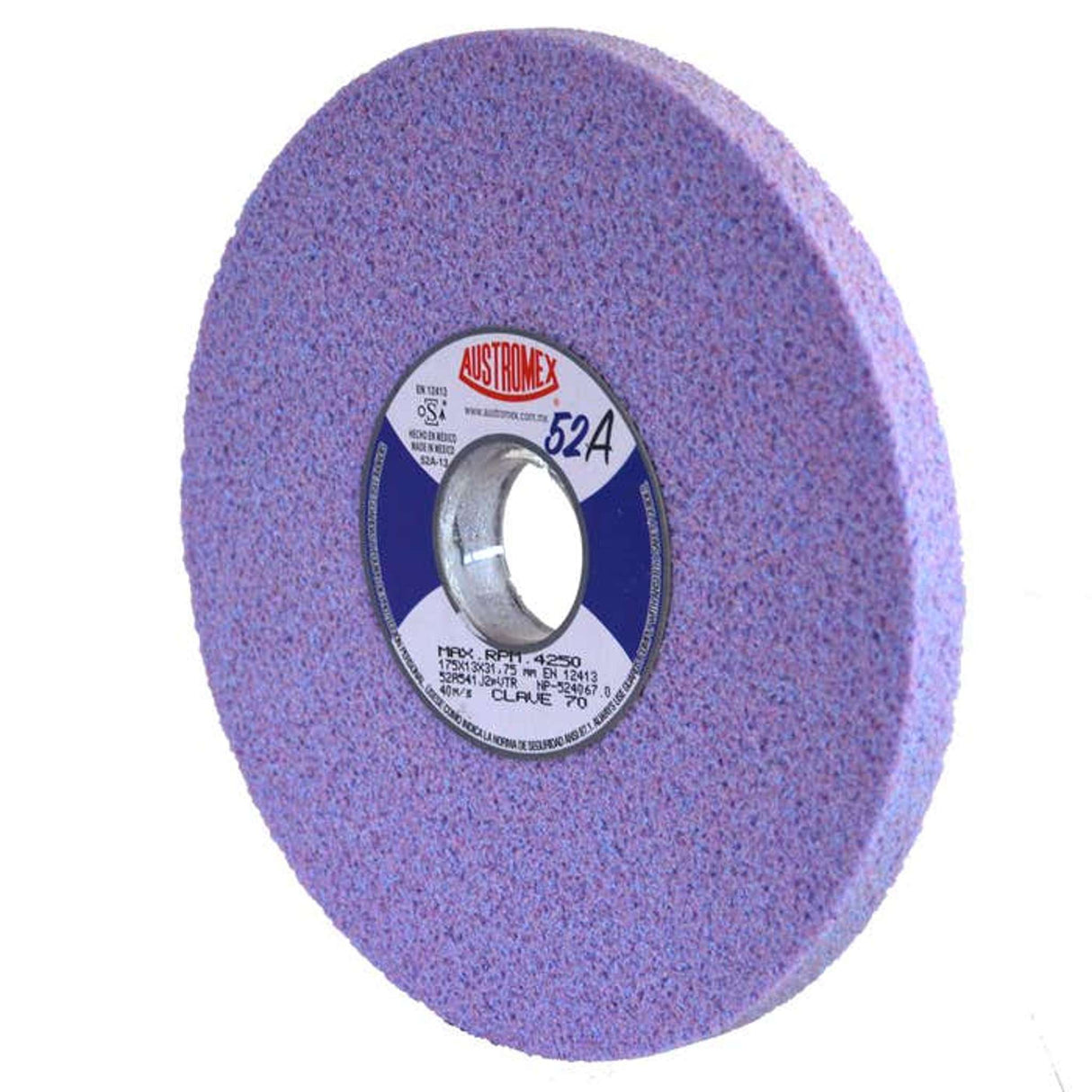 Rueda abrasiva para rectificado de tipo 1, 7 pulg X 1/2 pulg X 1-1/4 pulg de grano 54 Austromex