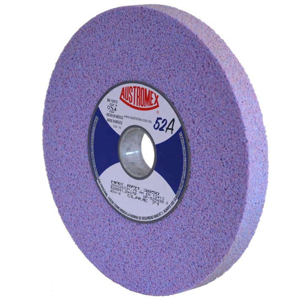Rueda abrasiva para rectificado de tipo 1, 8 pulg X 3/4 pulg X 1-1/4 pulg de grano 54 Austromex