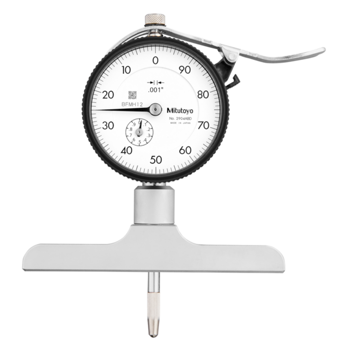 Medidor de profundidad con indicador de carátula 0-8 pulg, punta de contacto de bola, 4 pulg Base
