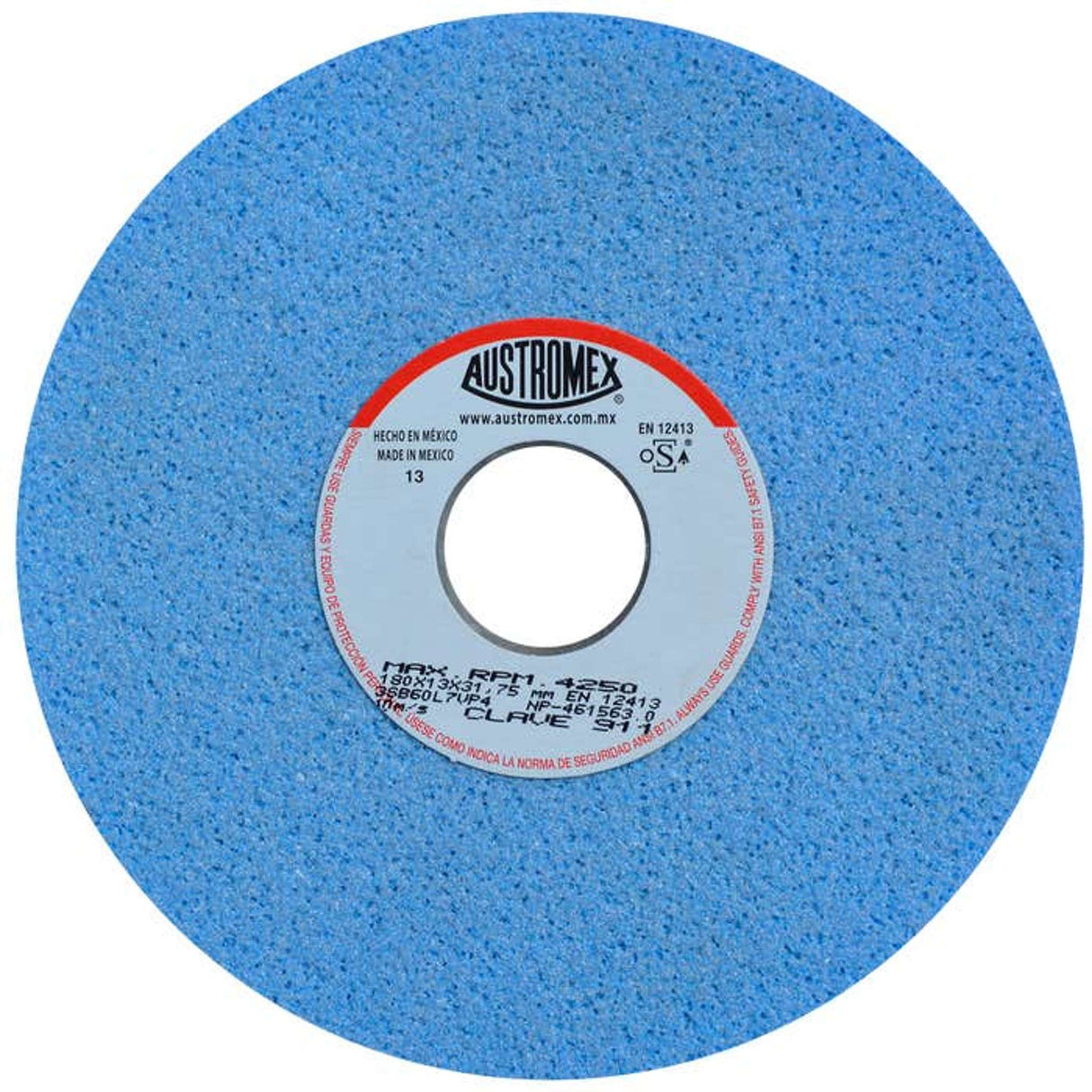 Rueda abrasiva para rectificado de tipo 1, 7 pulg X 1-1/2 pulg X 1-1/4 pulg de grano 60 Austromex
