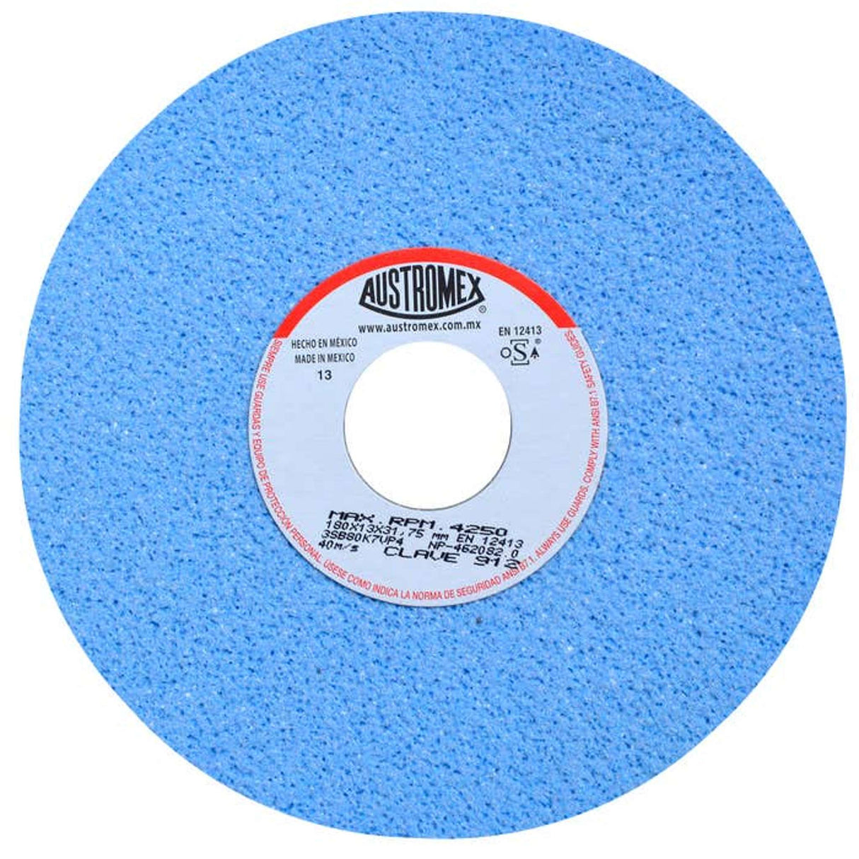 Rueda abrasiva para rectificado de tipo 1, 7 pulg X 1-1/2 pulg X 1-1/4 pulg de grano 80 Austromex