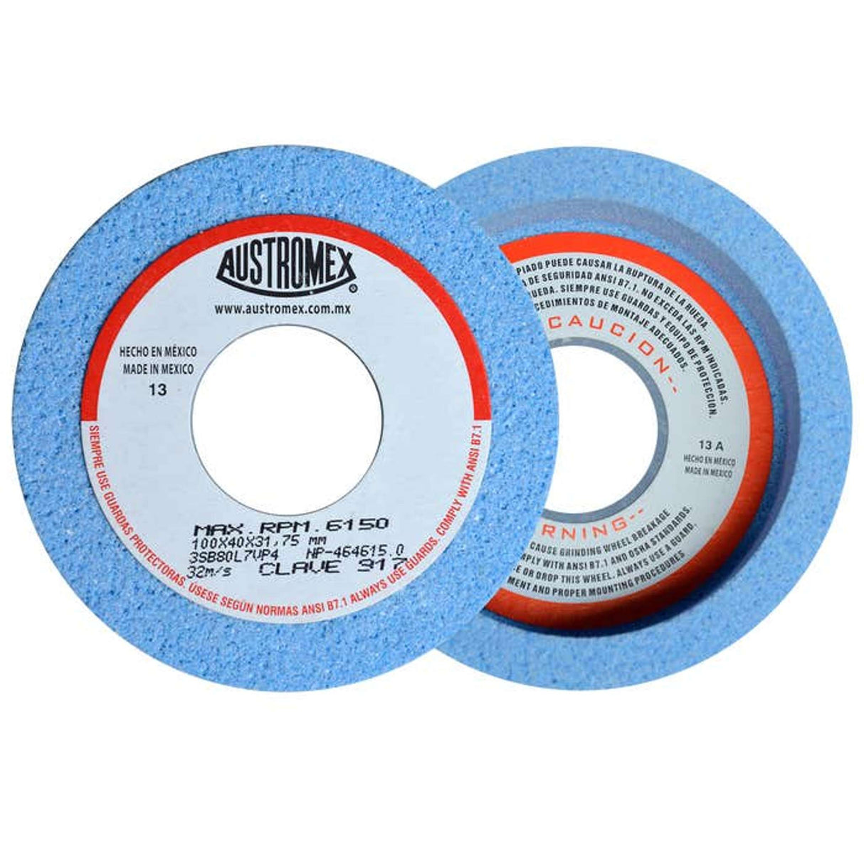 Rueda abrasiva para rectificado de tipo 6, 4 pulg X 1-1/2 pulg X 1-1/4 pulg de grano 80 Austromex