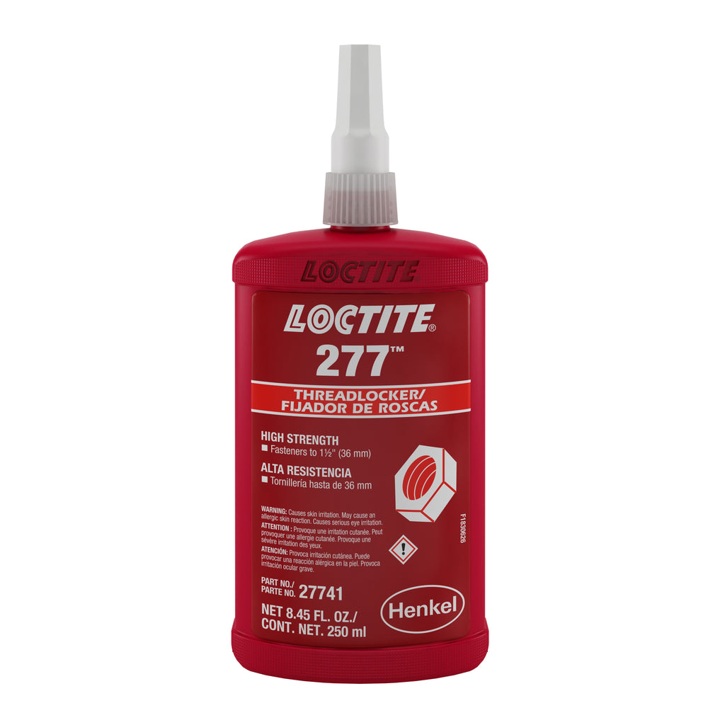 Fijador de Tornilleria LOCTITE® 277 de Resistencia Alta, Color Rojo, en presentación de 250 ml