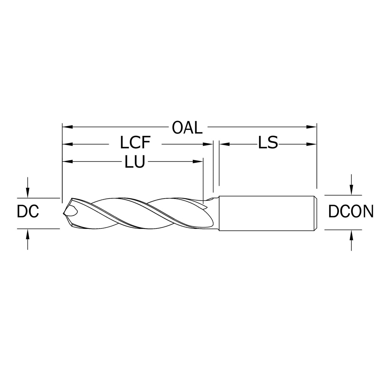 Broca de Alto Rendimiento Diám. 3/8 pulg, 3 Flautas, Recubriemiento de Ti-NAMITE-B (TIB2)