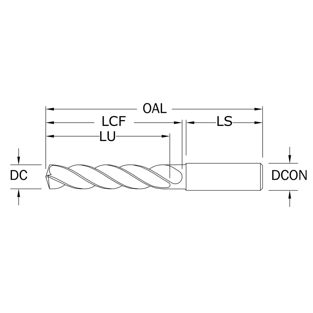 Broca de Alto Rendimiento Diám. 3.50mm, 2 Flautas, Recubriemiento de Ti-NAMITE-A (AlTiN)