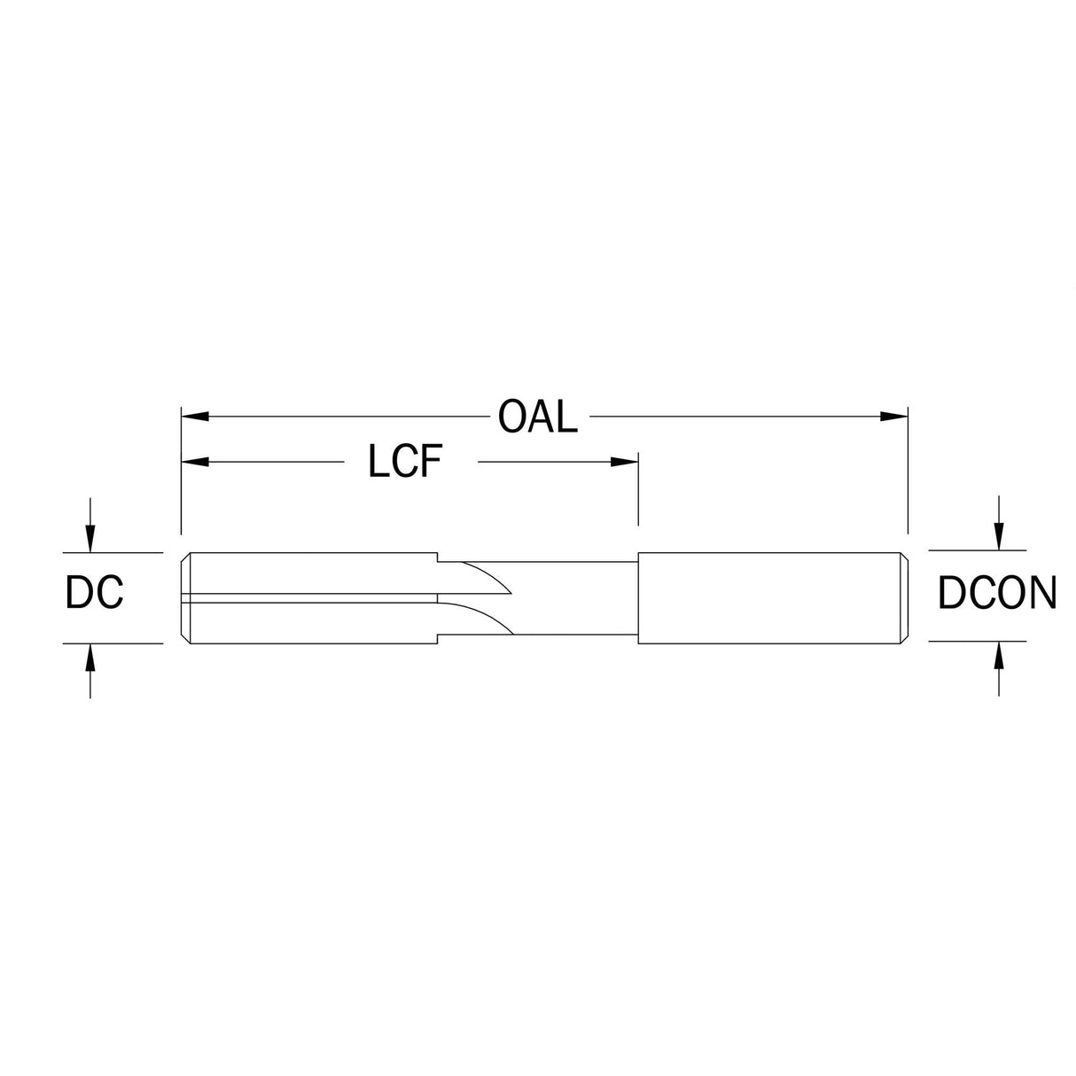 Rima de Propósito General, Diám.7/64 pulg, 4 Flautas, Sin Recubrimiento
