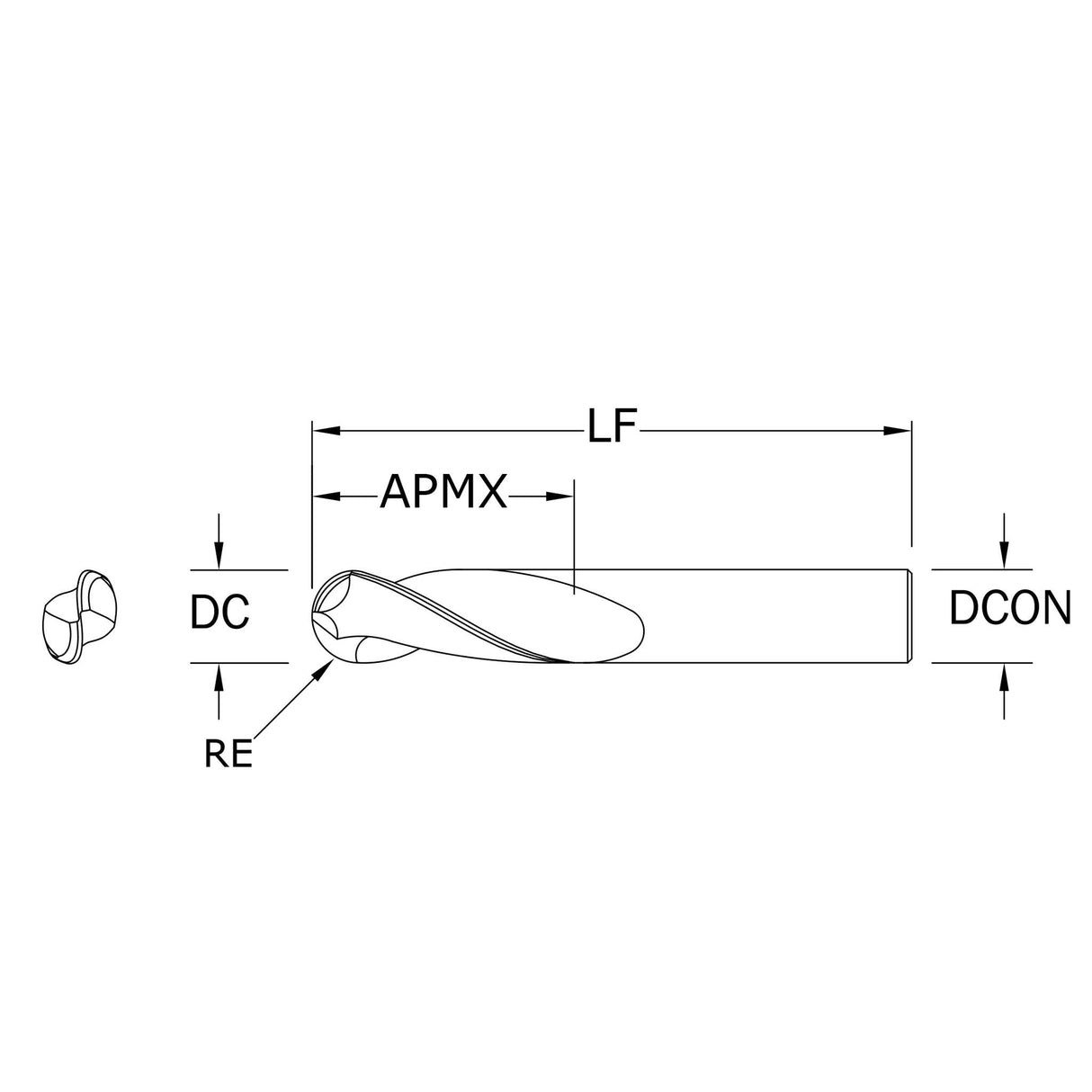 Cortador Vertical de Alto Rendimiento para Aluminio, Diam. Cte. 10 mm, 2 Flautas, Punta Bola