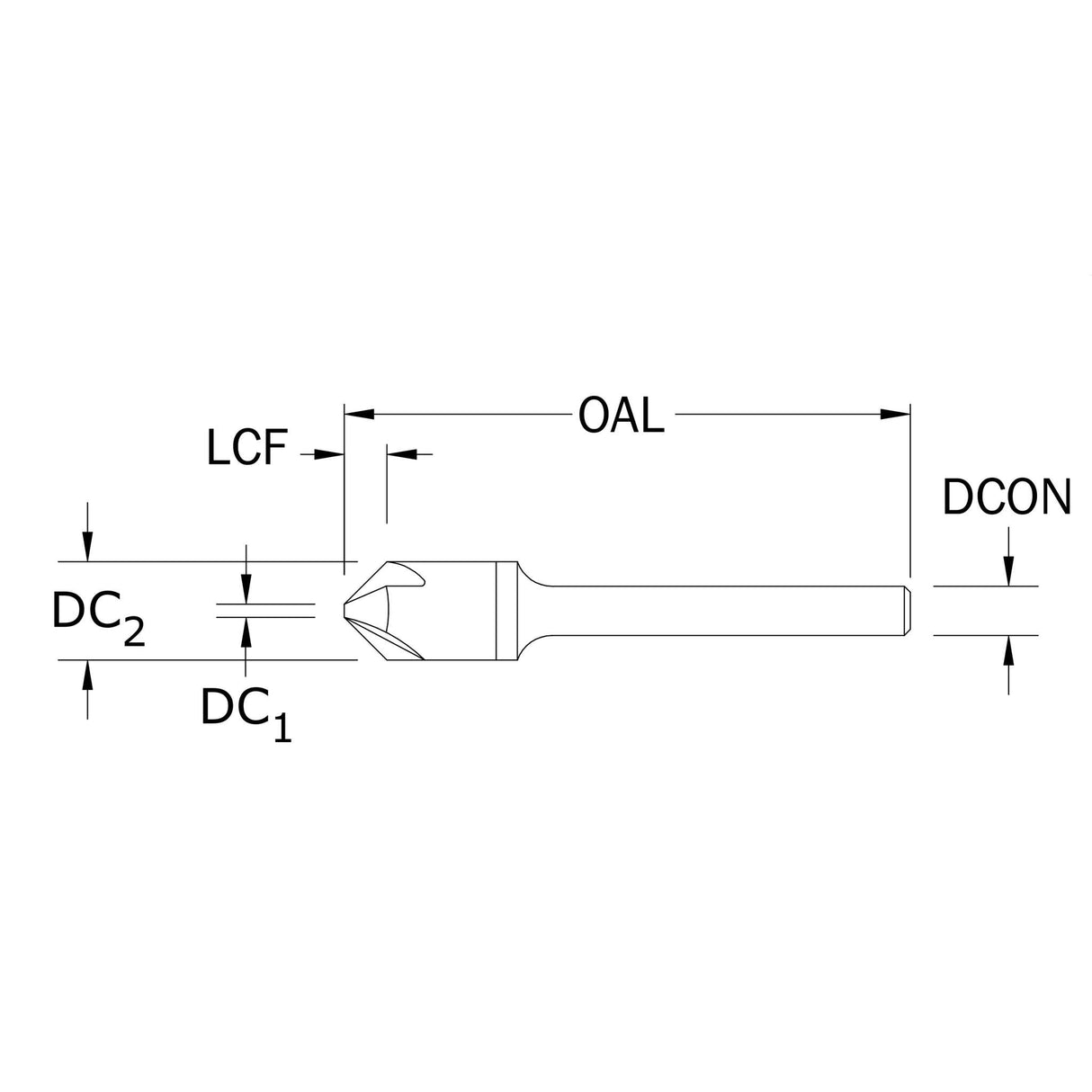 Avellanador de Propósito General, Diám. 1 pulg, 3 Flautas, 60°