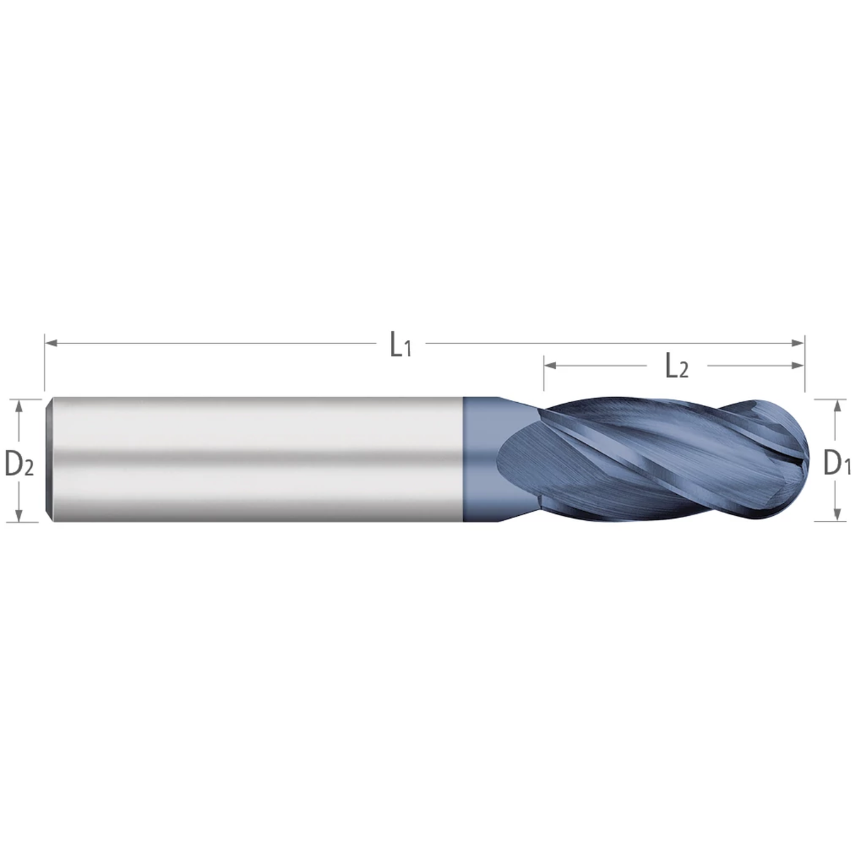 Fresa de Carburo 1/4" 4F AlTiN – Punta Bola Titan
