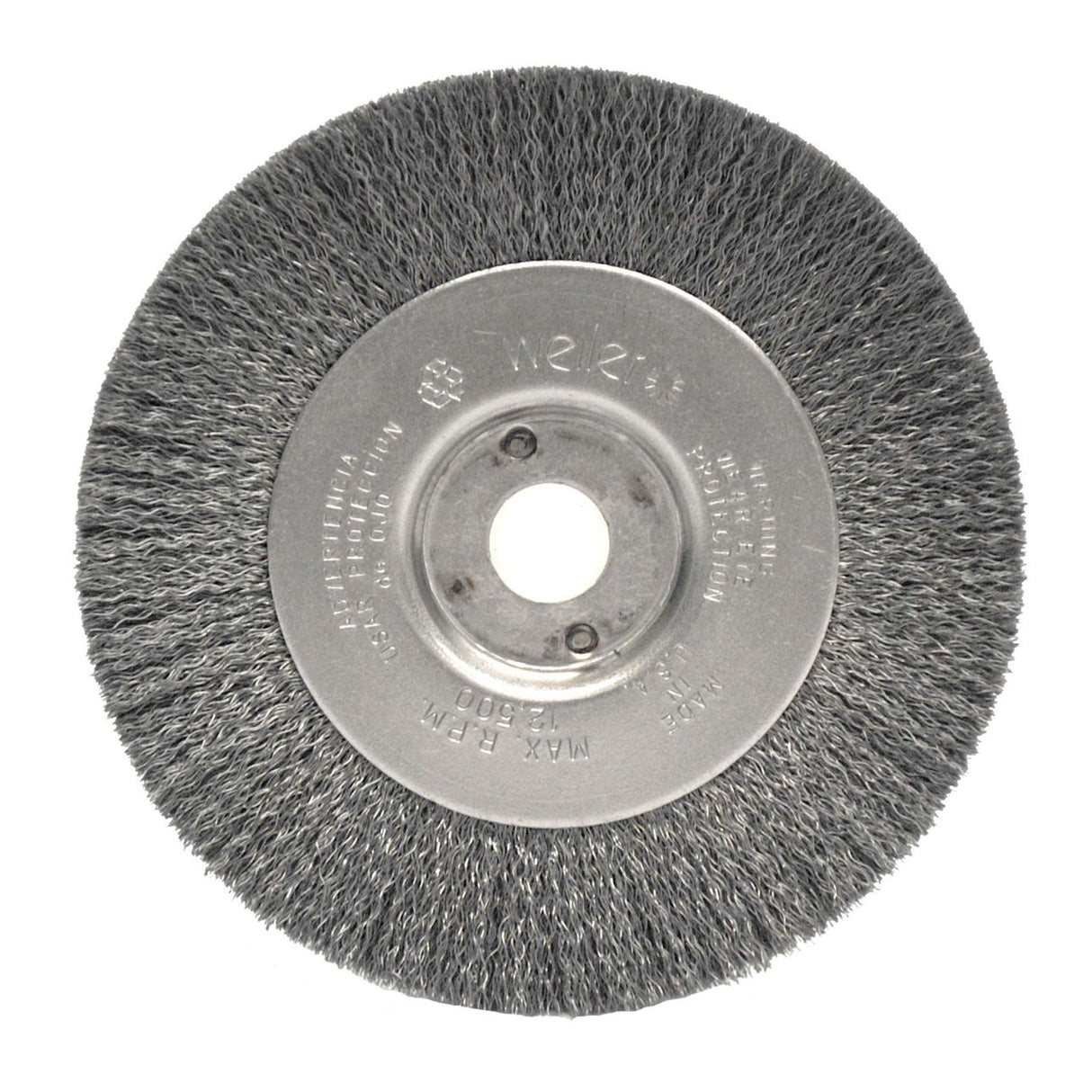 4" Cepillo Circular de Alambre Ondulado, Cara Angosta, .006", 1/2"-3/8" Weiler