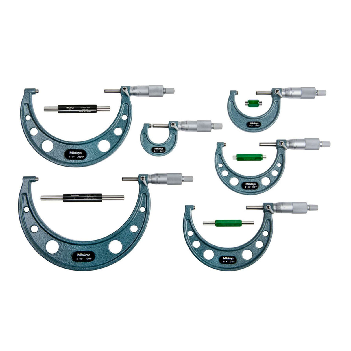 Juego de micrómetros exteriores 0-6 pulg, (6 piezas), 0.001 pulg
