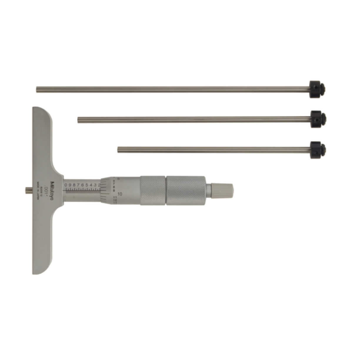 Micrómetro para  profundidad, Varillas intercambiables  0-4 pulg, 4 pulg Base