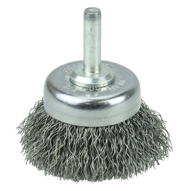 1-3/4" Cepillo de Copa de Alambre Ondulado con Vástago, .0118" Weiler