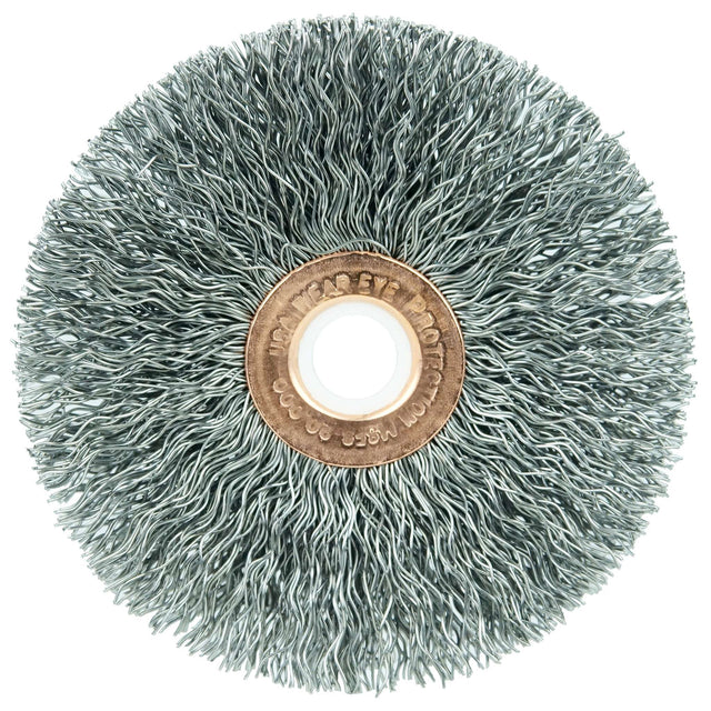 3" Cepillo Circular de Alambre Ondulado, Diámetro Pequeño, .014" , 1/2"-3/8" Weiler