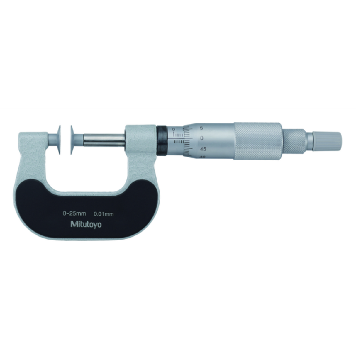 Micrómetro de disco, husillo no giratorio 0-25mm, cara completa, D=14,3mm