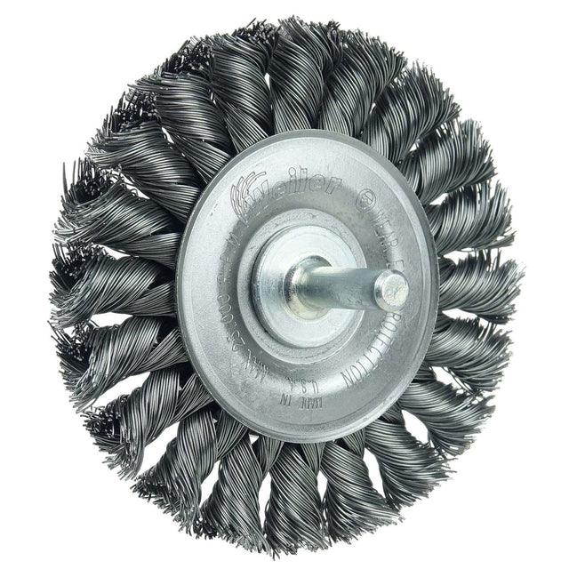 3" Cepillo Circular de Alambre Trenzado con Vástago, .014" Weiler