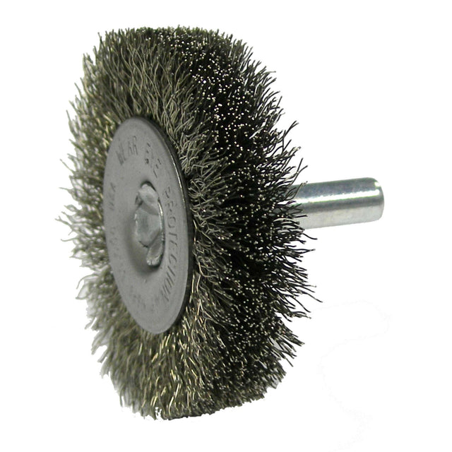 2" Cepillo Circular de Alambre Ondulado con Vástago, .008" , Vástago 1/4" Stem Weiler