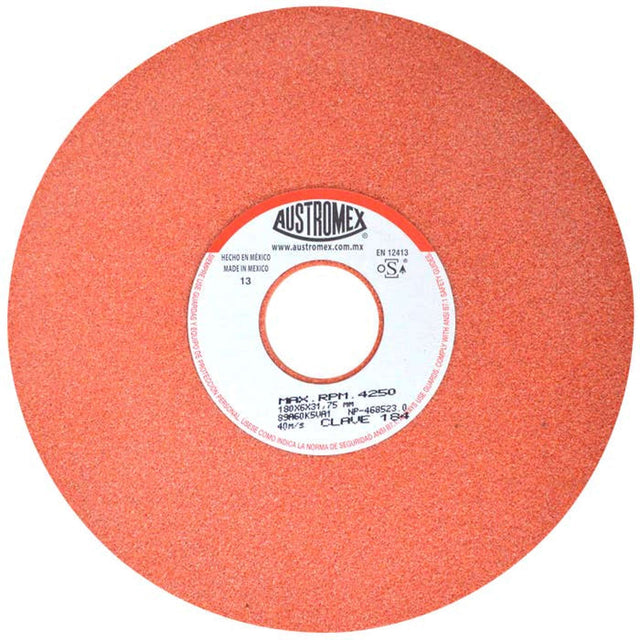 Rueda abrasiva para rectificado de tipo 1, 7 pulg X 1/4 pulg X 1-1/4 pulg de grano 60 Austromex