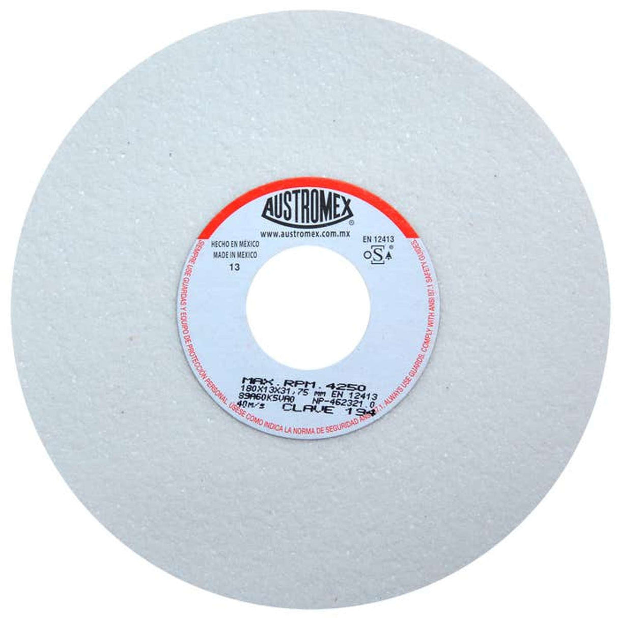 Rueda abrasiva para rectificado de tipo 1, 7 pulg X 1/2 pulg X 1-1/4 pulg de grano 60 Austromex
