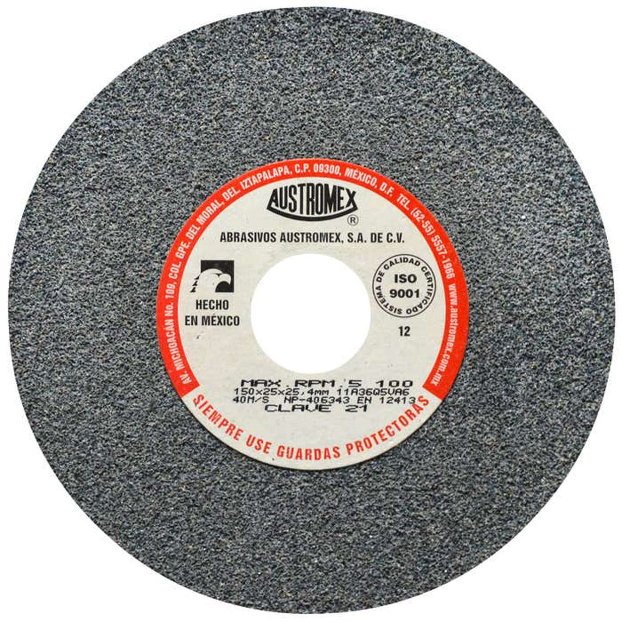 Rueda abrasiva para rectificado de tipo 1, 6 pulg X 1 pulg X 1 pulg de grano 36